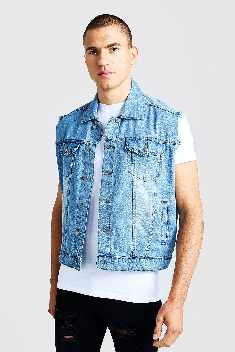 Mens sleeveless denim jacket australia best sale